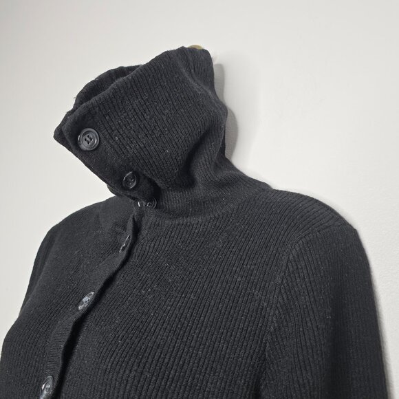 Saks Fifth Avenue Cardigan Sweater Womens XL Black 100% Merino Wool Button - Picture 4 of 9